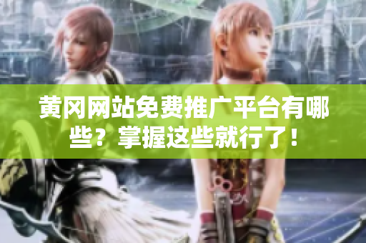 黄冈网站免费推广平台有哪些？掌握这些就行了！