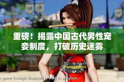 重磅！揭露中国古代男性宠妾制度，打破历史迷雾
