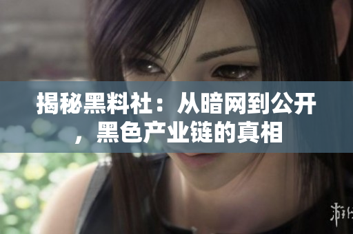 揭秘黑料社：从暗网到公开，黑色产业链的真相